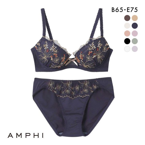 アンフィ AMPHI ブラ＆ショーツセット まる胸メイク 小花レース ABCDE