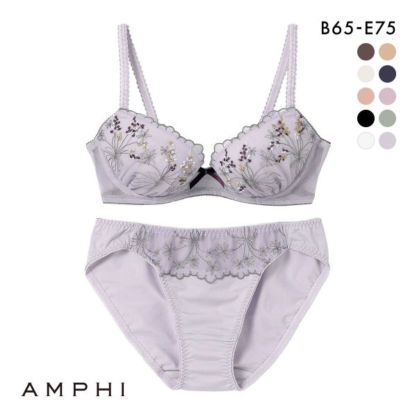 アンフィ AMPHI ブラ＆ショーツセット まる胸メイク 小花レース ABCDE