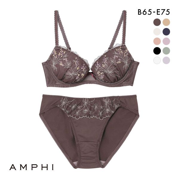 アンフィ AMPHI ブラ＆ショーツセット まる胸メイク 小花レース ABCDE