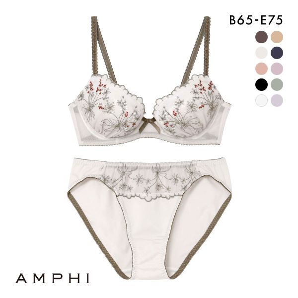 アンフィ AMPHI ブラ＆ショーツセット まる胸メイク 小花レース ABCDE