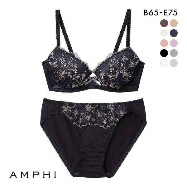 アンフィ AMPHI ブラ＆ショーツセット まる胸メイク 小花レース ABCDE