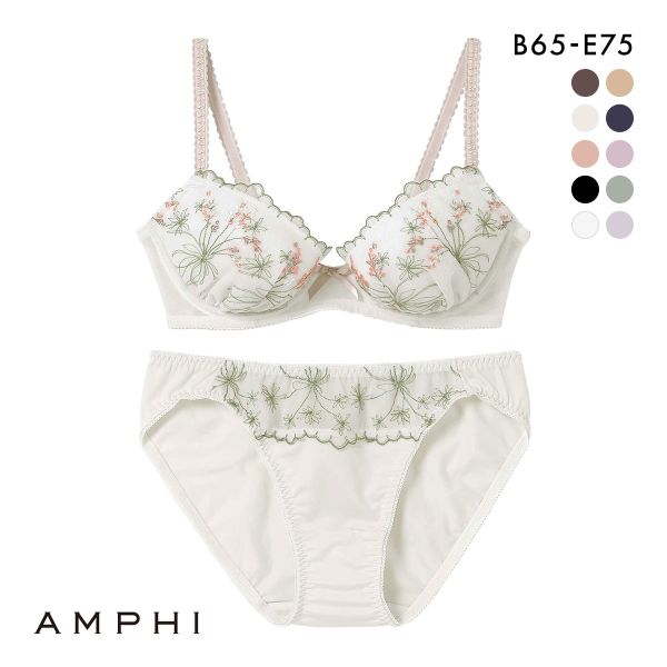 アンフィ AMPHI ブラ＆ショーツセット まる胸メイク 小花レース ABCDE