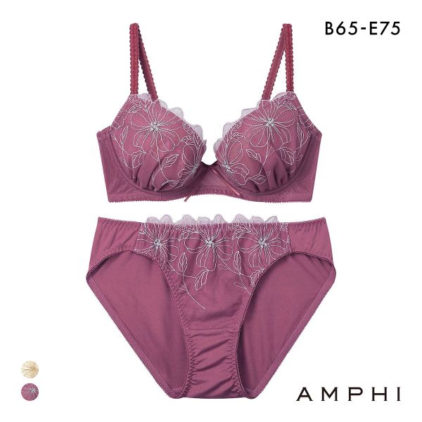 アンフィ ブラ＆ショーツセット まる胸メイク 谷間 大花 ABCDE ブラジャー ショーツ セット 大きいサイズ AMPHI BCC231