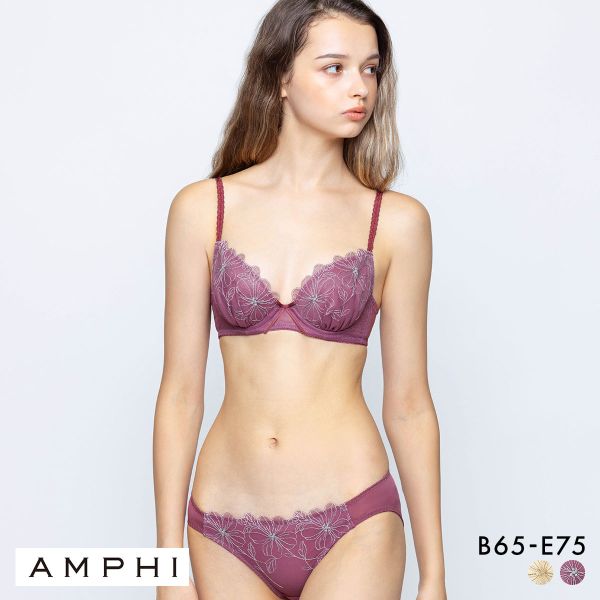アンフィ ブラ＆ショーツセット まる胸メイク 谷間 大花 ABCDE ブラジャー ショーツ セット 大きいサイズ AMPHI BCC231