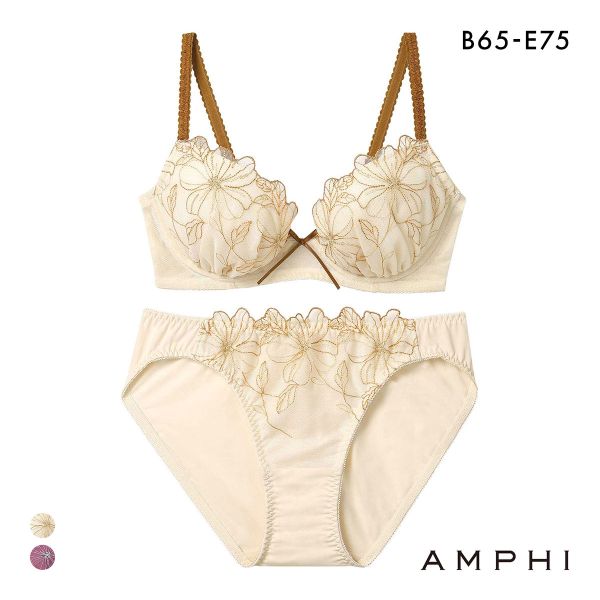 アンフィ ブラ＆ショーツセット まる胸メイク 谷間 大花 ABCDE ブラジャー ショーツ セット 大きいサイズ AMPHI BCC231