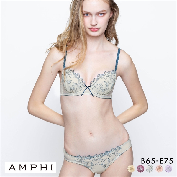 アンフィ ブラ＆ショーツセット まる胸メイク 谷間 大花 ABCDE ブラジャー ショーツ セット 大きいサイズ AMPHI BCC231