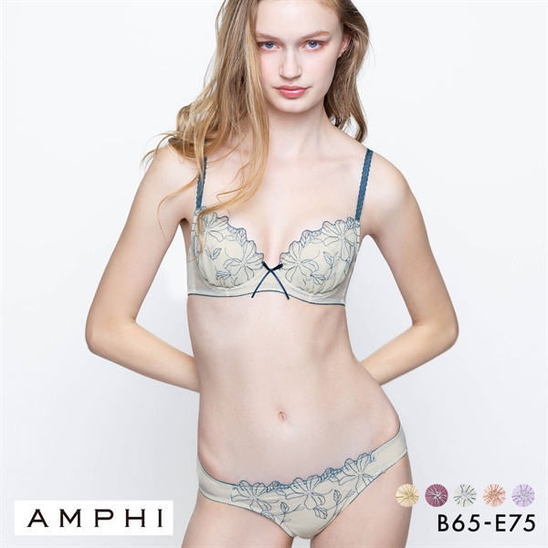 アンフィ ブラ＆ショーツセット まる胸メイク 谷間 大花 ABCDE ブラジャー ショーツ セット 大きいサイズ AMPHI BCC231