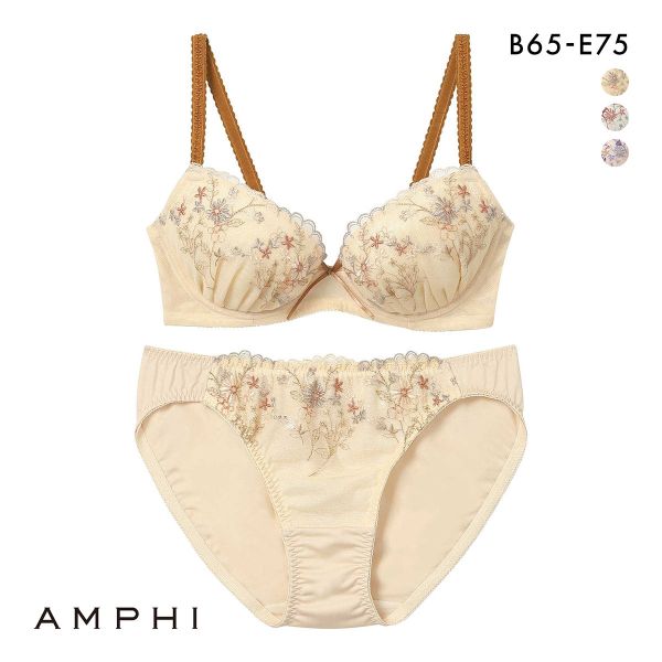 アンフィ ブラ＆ショーツセット まる胸メイク 小花ブーケ ABCDE ブラジャー ショーツ セット AMPHI