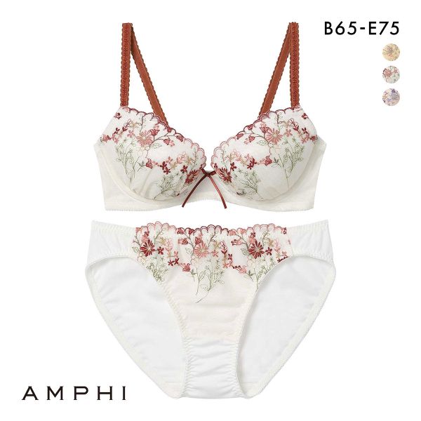 アンフィ ブラ＆ショーツセット まる胸メイク 小花ブーケ ABCDE ブラジャー ショーツ セット AMPHI