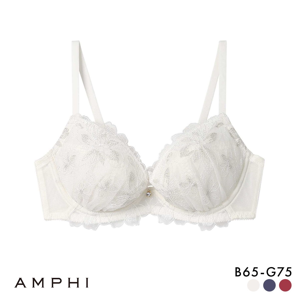 アンフィ 自然なまるみ 整える機能のブラ ブラジャー BCDEFG BLH311 AMPHI 大きいサイズ(WH-ホワイト-B65)