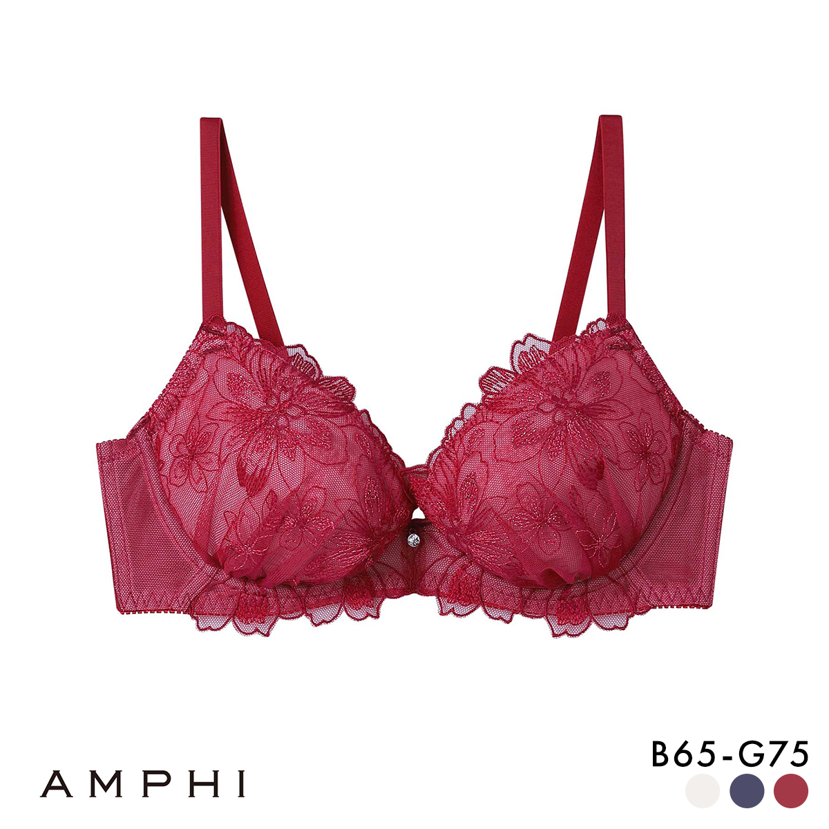 アンフィ 自然なまるみ 整える機能のブラ ブラジャー BCDEFG BLH311 AMPHI 大きいサイズ(RE-レッド-B65)