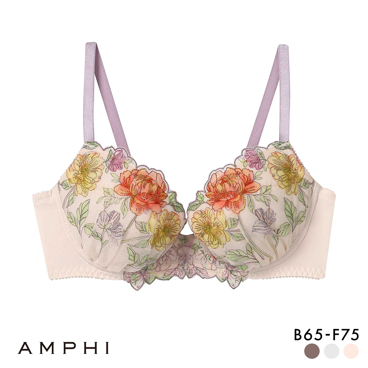 アンフィ 自然なまるみ 整える機能のブラ ブラジャー BCDEF BLH312 AMPHI(OR-オレンジ-B65)