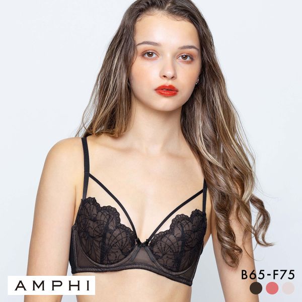 アンフィ 寄せる機能のブラ ブラジャー BCDEF 脇スッキリ 谷間メイク BLH313 AMPHI(BK-ブラック-B65)