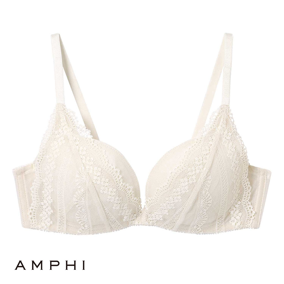 アンフィ AMPHI 寄せて谷間メイク L字ワイヤーブラ ブラジャー 3/4カップ BCDEFG 大きいサイズ BLH395 単品(IV-アイボリー-B65)
