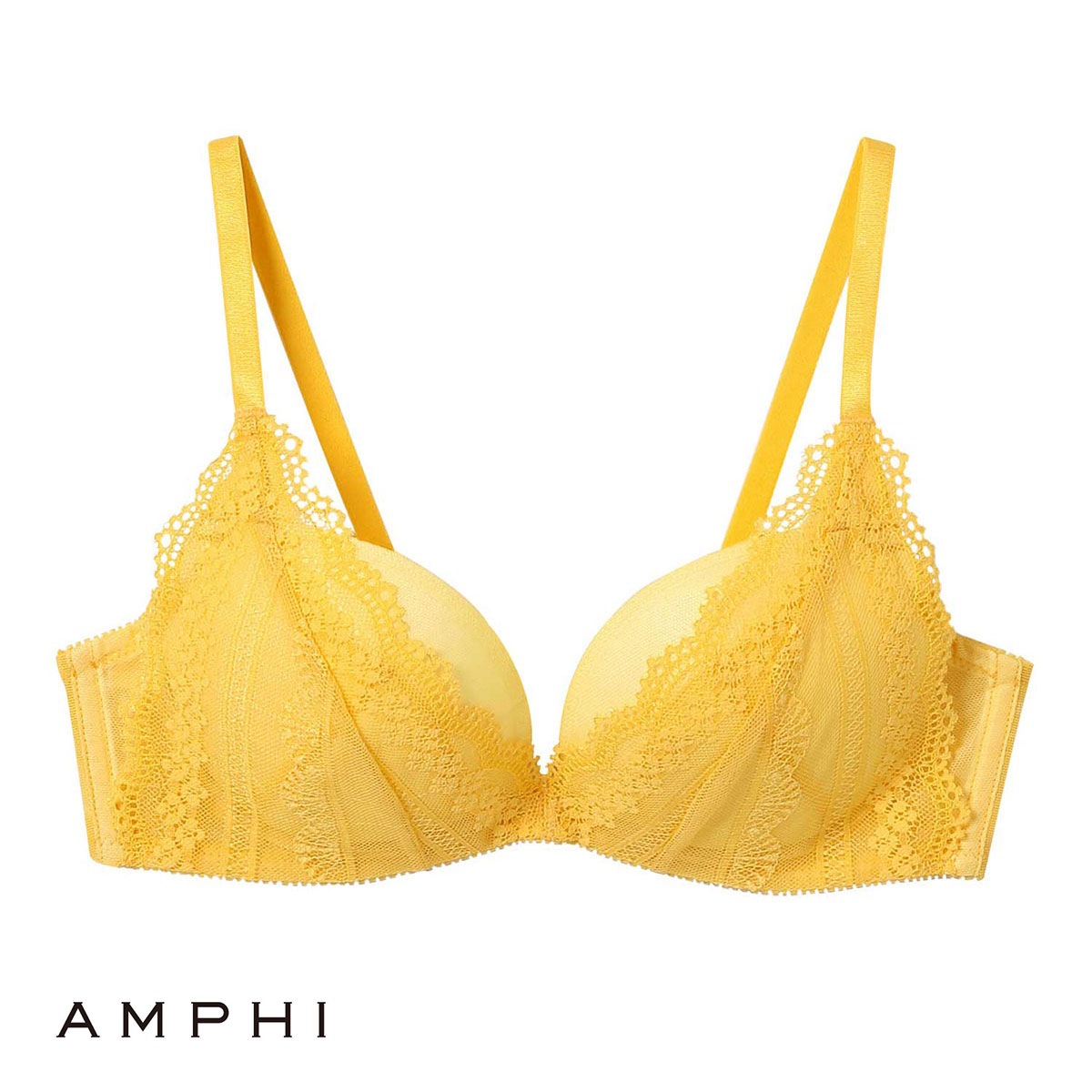 アンフィ AMPHI 寄せて谷間メイク L字ワイヤーブラ ブラジャー 3/4カップ BCDEFG 大きいサイズ BLH395 単品(YE-イエロー-B65)