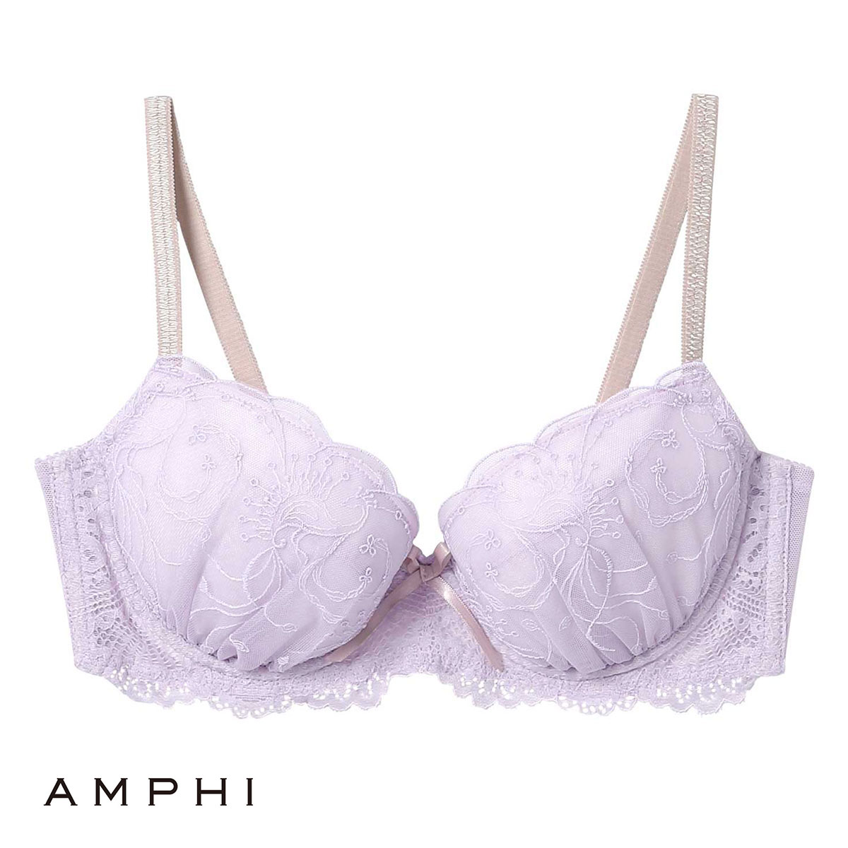 アンフィ AMPHI 脇スッキリ 寄せる機能のブラ ブラジャー 3/4カップ BCD BLH396 単品(PU-パープル-B65)