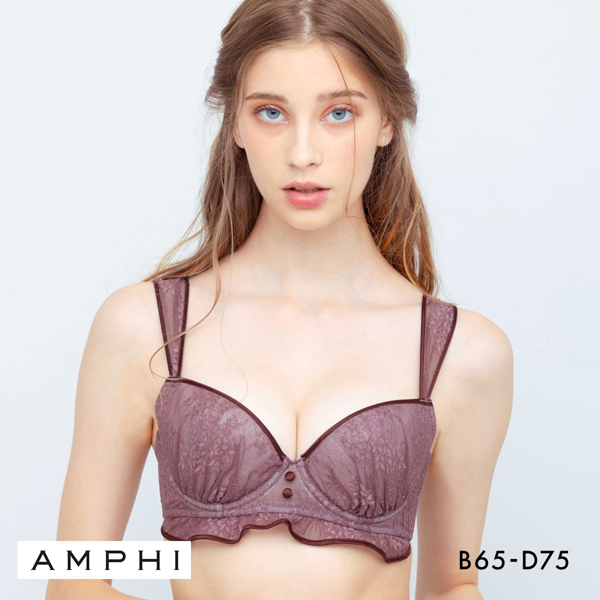 アンフィ AMPHI 脇スッキリ 寄せる機能のブラ ブラジャー 3/4カップ BCD BLH398(EN-エンジ-B65)