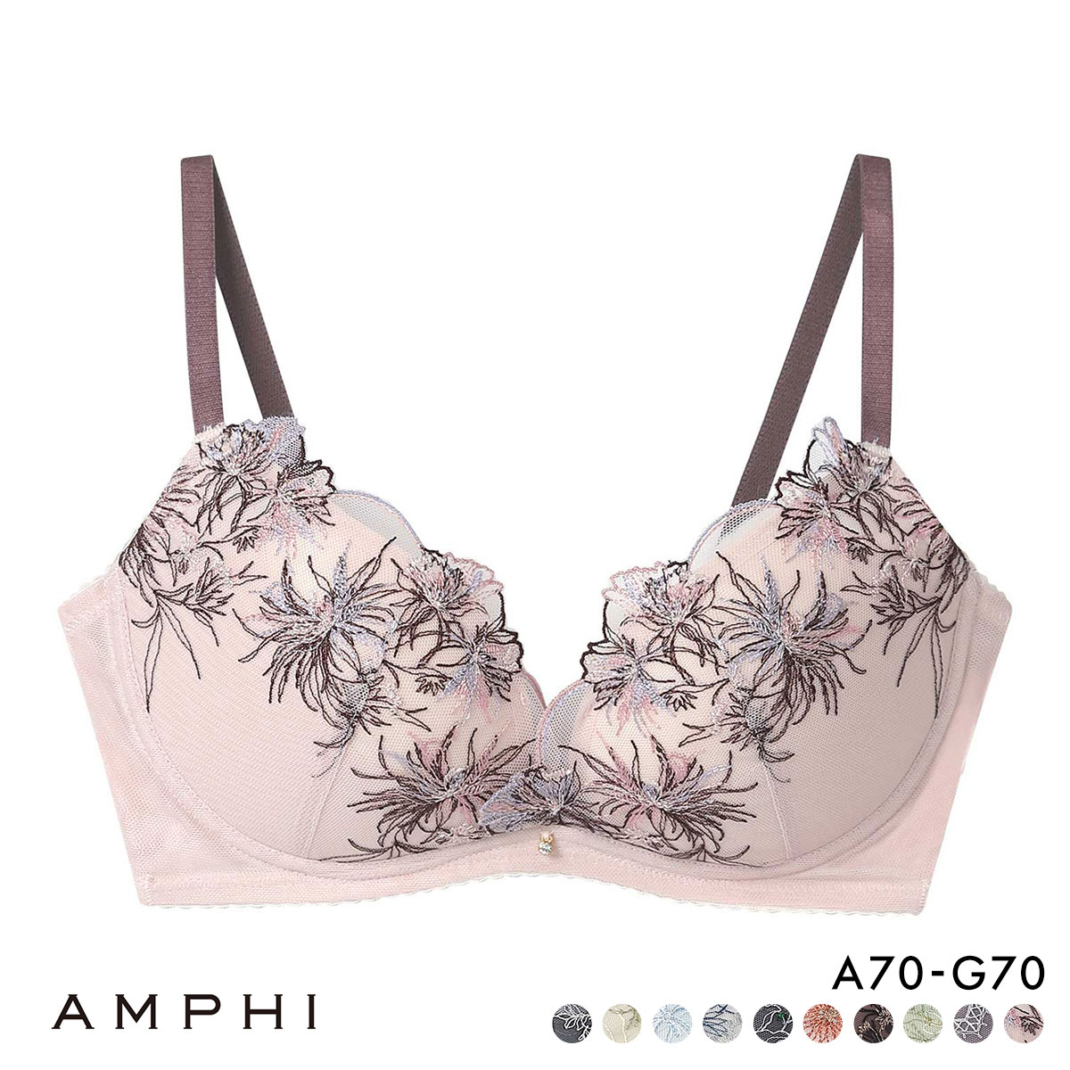 アンフィ AMPHI ブラジェニック BRAGENIC 脇高細見えタイプ ノンワイヤーブラ ブラジャー 脇高 ABCDEFG BMI353 大きいサイズ(OC-オークル-A70)