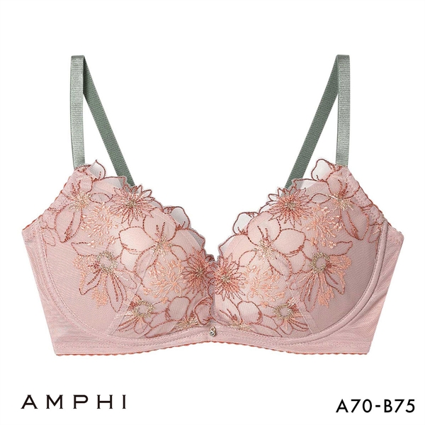 アンフィ sweet×AMPHI ブラジェニック 脇高細見えタイプ ノンワイヤーブラ ブラジャー 脇高 AB BMI353 AMPHI BRAGENIC