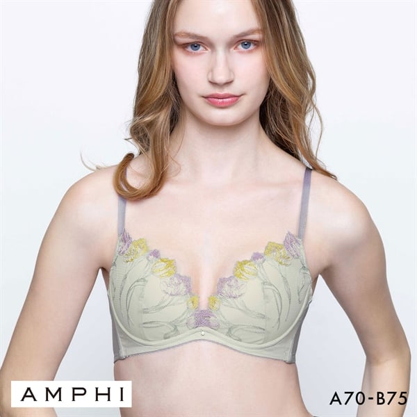 アンフィ sweet×AMPHI ブラジェニック 脇高細見えタイプ ノンワイヤーブラ ブラジャー 脇高 AB BMI353 AMPHI BRAGENIC
