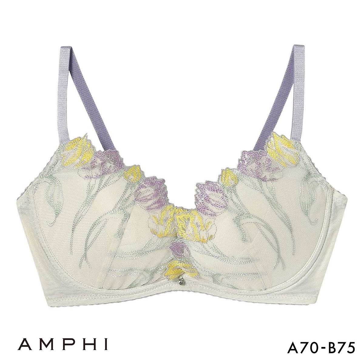 アンフィ sweet×AMPHI ブラジェニック 脇高細見えタイプ ノンワイヤーブラ ブラジャー 脇高 AB BMI353 AMPHI BRAGENIC(PUG-パープルグレー-A70)