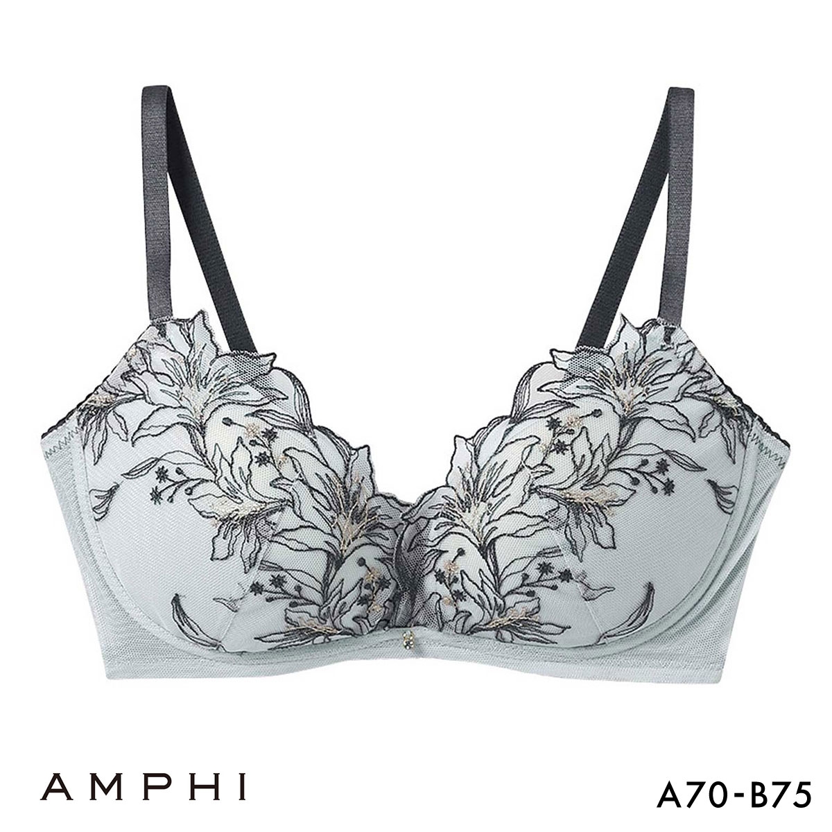 アンフィ sweet×AMPHI ブラジェニック 脇高細見えタイプ ノンワイヤーブラ ブラジャー 脇高 AB BMI353 AMPHI BRAGENIC(GY-グレー-A70)