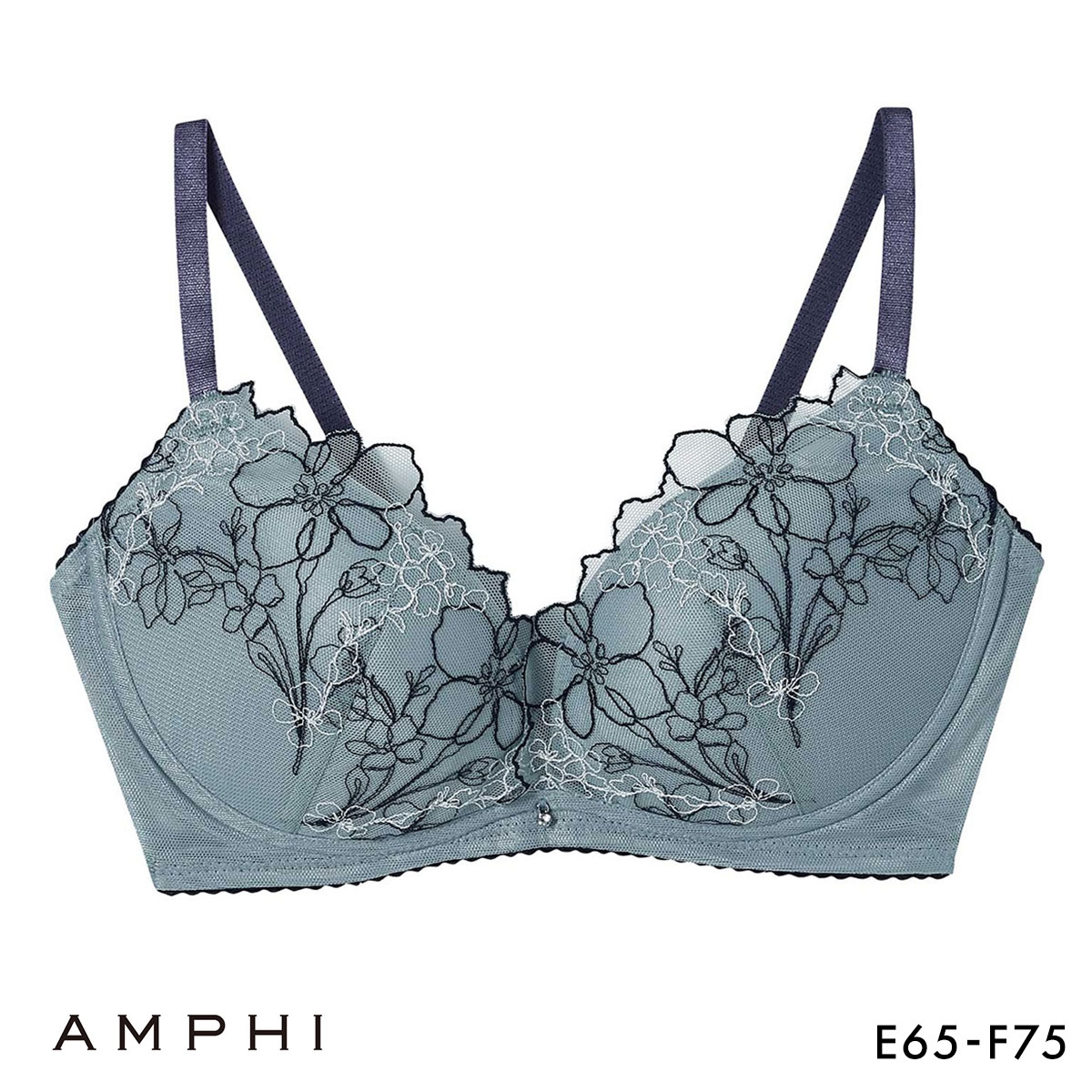 アンフィ sweet×AMPHI ブラジェニック 脇高細見えタイプ ノンワイヤーブラ ブラジャー 脇高 EF BMI353 AMPHI BRAGENIC(TU-ターコイズ-E65)