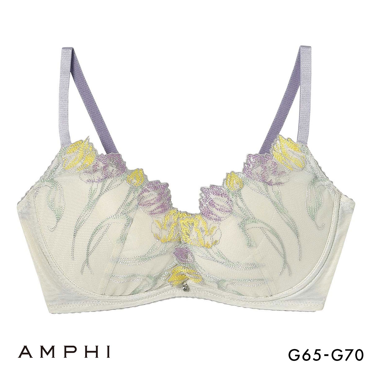 アンフィ ブラジェニック 脇高細見えタイプ ノンワイヤーブラ ブラジャー 脇高 G BMI353 AMPHI BRAGENIC(PUG-パープルグレー-G65)