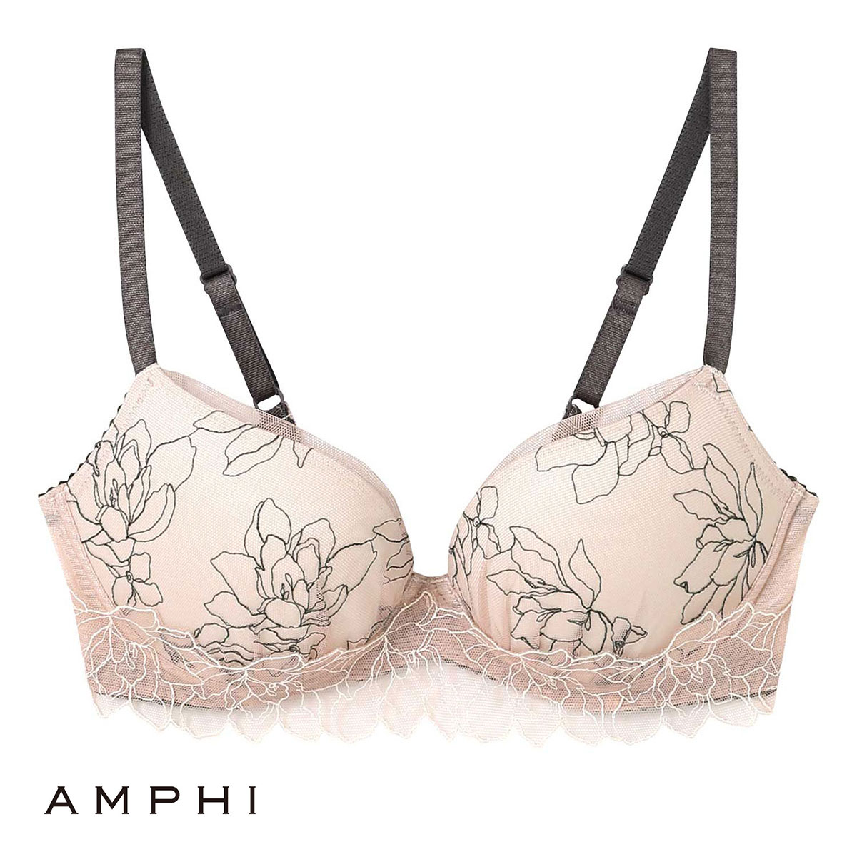 アンフィ AMPHI ブラジェニック BRAGENIC くっきり谷間の盛り胸をメイク ブラジャー ノンワイヤー 盛り胸タイプ 3/4カップ ABCDEF 単品(PB-ピンクベージュ-A70)