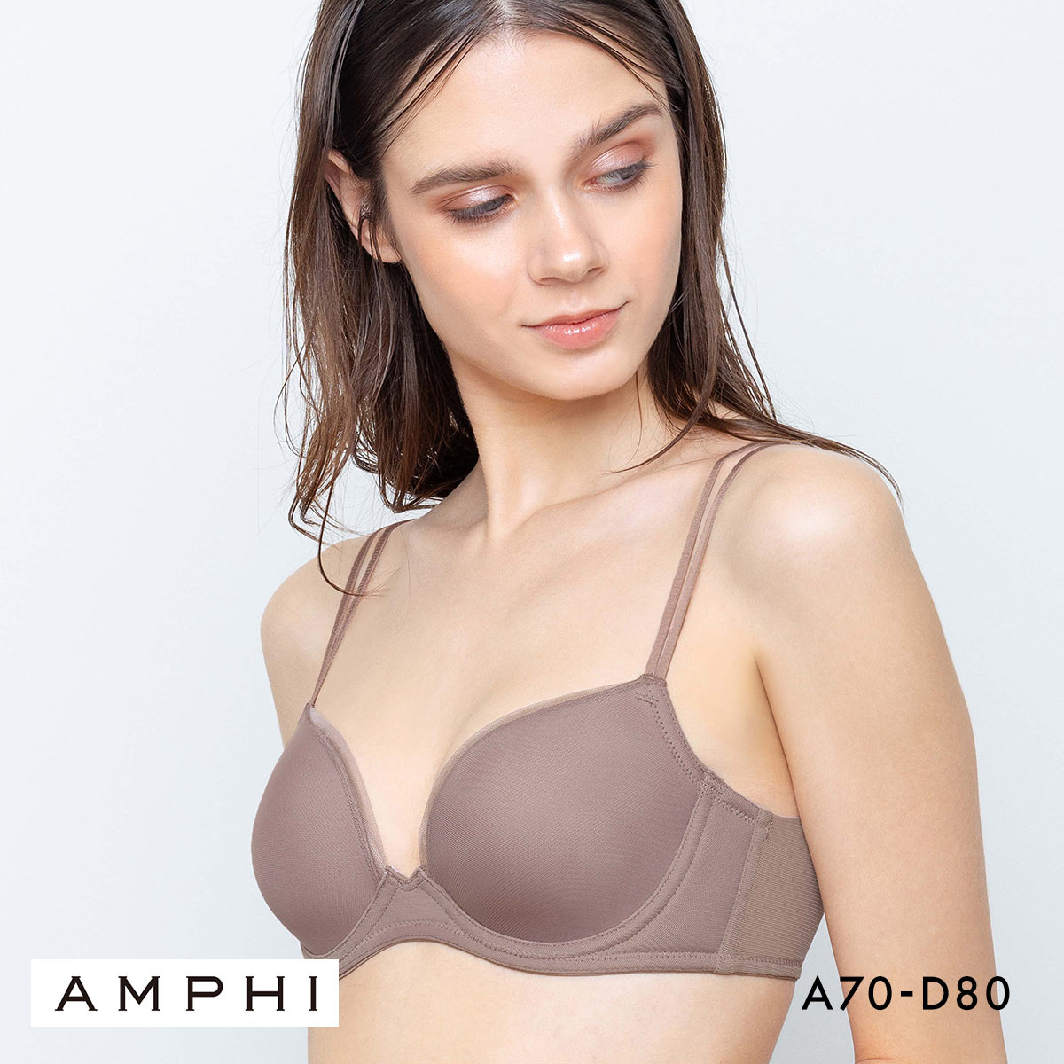 アンフィ スタイリストフォーユー ブラジャー ABCD サイズ別設計 脇高 BOG307 AMPHI stylist 4U 大きいサイズ(PBR-ピンクブラウン-A70)
