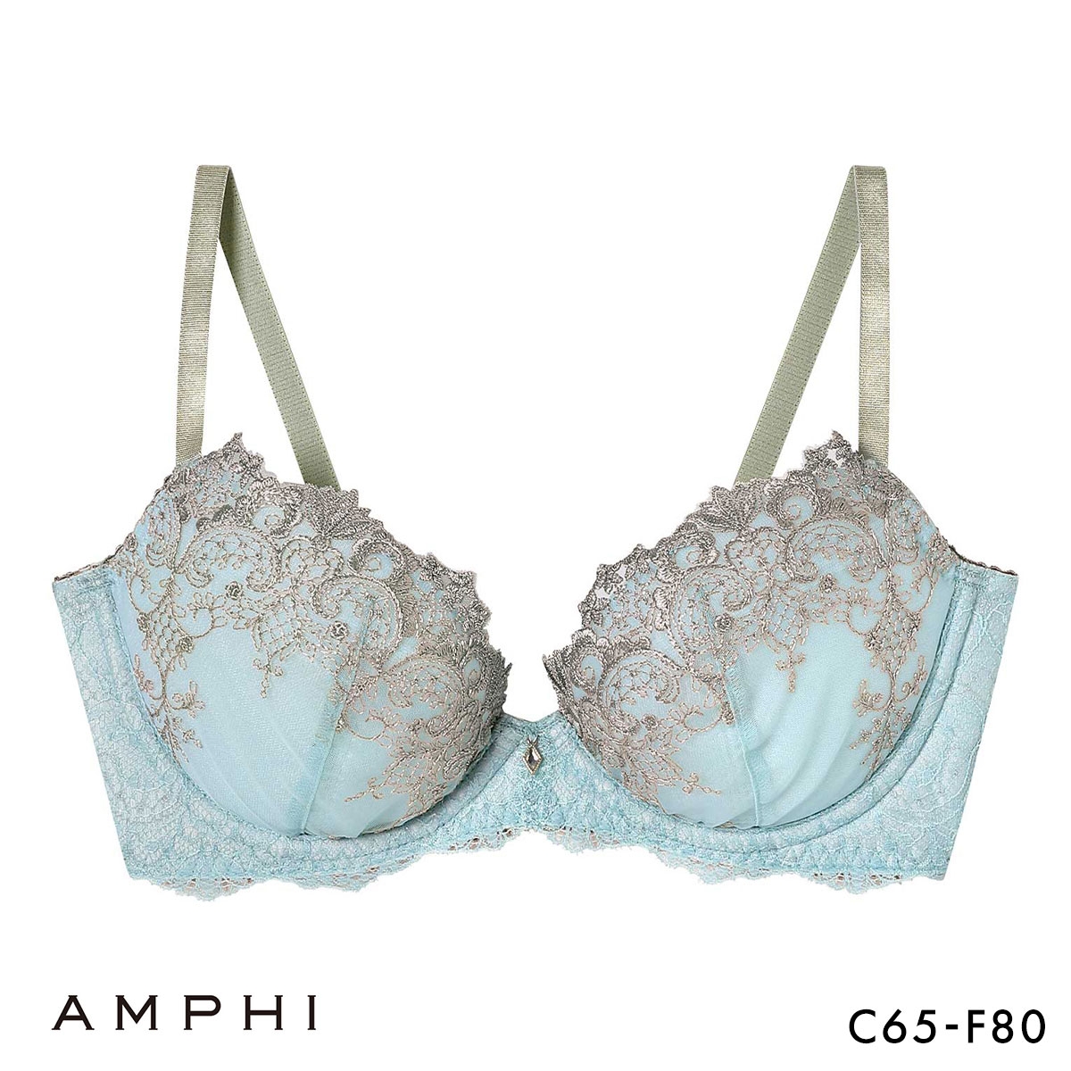 アンフィ スタイリストフォーユー ブラジャー 3/4カップ CDEF サイズ別設計 BOG313 AMPHI stylist 4U(TU-ターコイズ-C65)