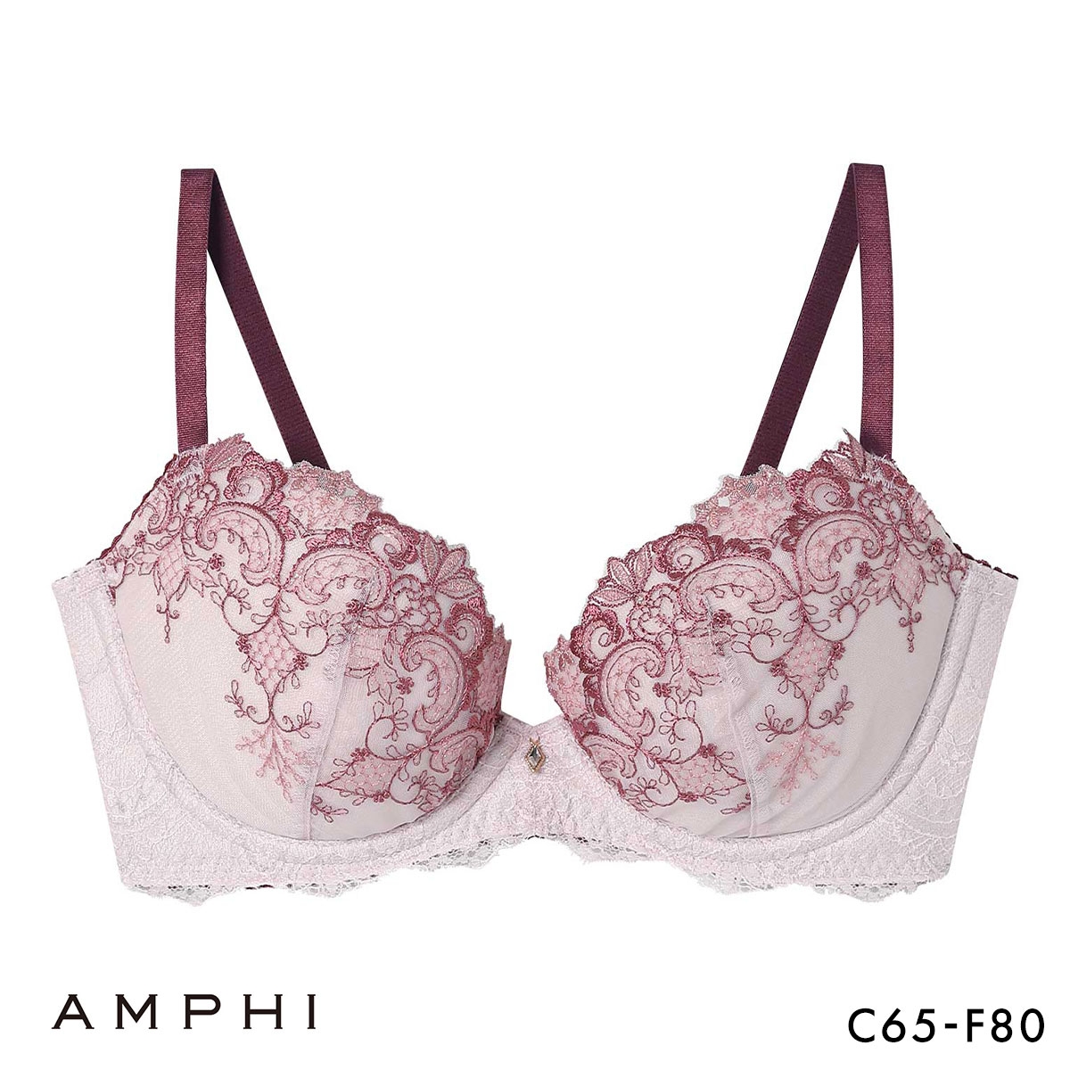 アンフィ スタイリストフォーユー ブラジャー 3/4カップ CDEF サイズ別設計 BOG313 AMPHI stylist 4U(WI-ワイン-C65)