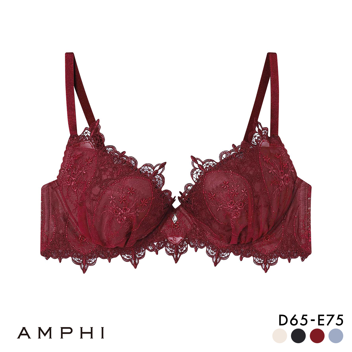 アンフィ グラマリッチ ブラジャー ボリュームUPタイプ グラマラス＆リッチな谷間メイク 3/4カップ DE AMPHI BYJ306 Glama-Rich(RE-レッド-D65)