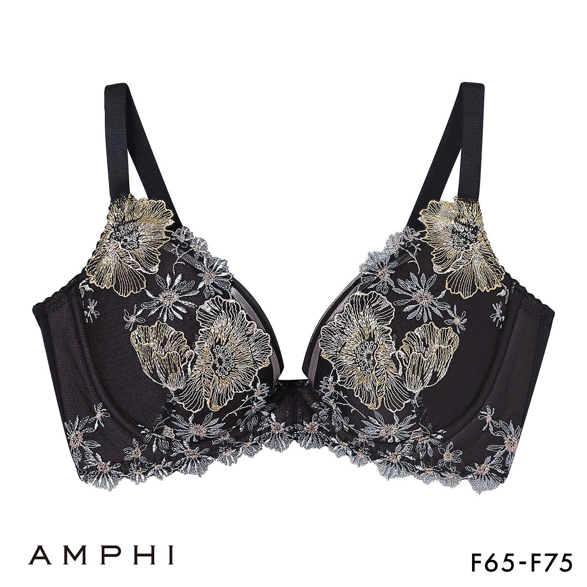 アンフィ グラマリッチ ブラジャー ダブル盛タイプ グラマラス＆リッチな谷間メイク 3/4カップ F AMPHI BYJ309 Glama-Rich(BK-ブラック-F65)