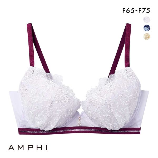 アンフィ ふわふわブラ ブラジャー やさしい、ふわふわ触感 F 大きいサイズ 自然なまるみ AMPHI BYJ394