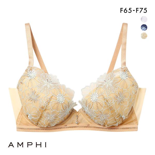 アンフィ ふわふわブラ ブラジャー やさしい、ふわふわ触感 F 大きいサイズ 自然なまるみ AMPHI BYJ394