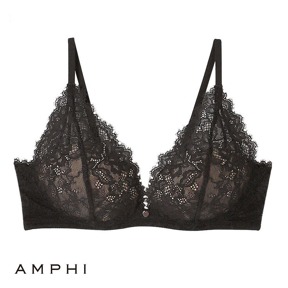アンフィ AMPHI ブラレット やさしくフィットする軽いつけごこち 3/4カップブラ ブラジャー F BZM329 大きいサイズ 単品(BK-ブラック-F65)