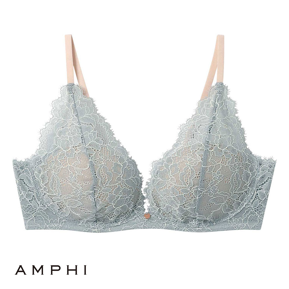アンフィ AMPHI ブラレット やさしくフィットする軽いつけごこち 3/4カップブラ ブラジャー F BZM329 大きいサイズ 単品(BGY-ブルーグレー-F65)