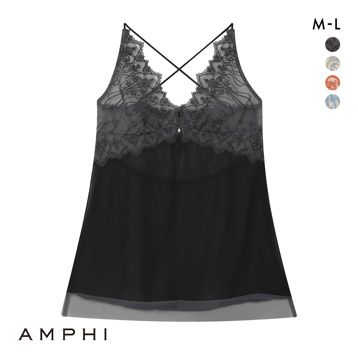 アンフィ ホールドデイブラ キャミソール スリップ BYJ301シリーズ AMPHI Hold Day Bra(BK-ブラック-M)