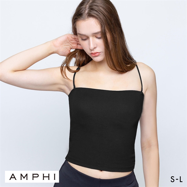 アンフィ ブラトップ ベアトップ ストラップ取り外し可能 カップ付きインナー キャミソール ノンワイヤー AMPHI