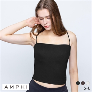 アンフィ ブラトップ ベアトップ ストラップ取り外し可能 カップ付きインナー キャミソール ノンワイヤー AMPHI