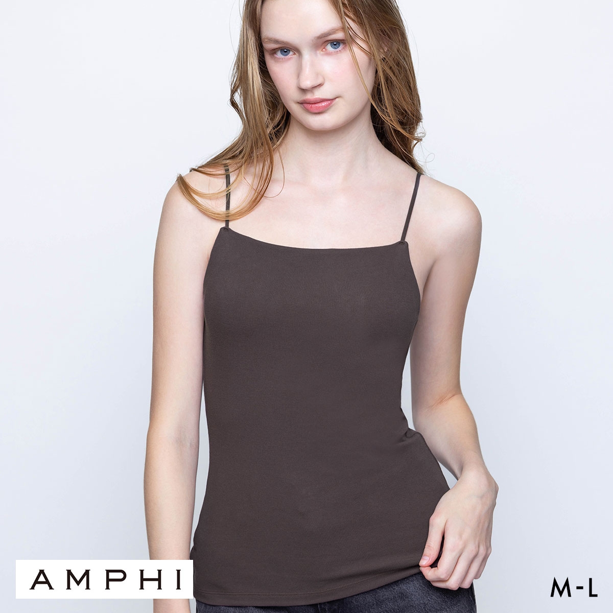 アンフィ ブラトップ カップ付きインナー キャミソール ノンワイヤー AMPHI(BR-ブラウン-M)