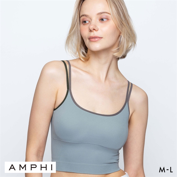 アンフィ ブラトップ カップ付きインナー クロップド丈 リブ キャミソール バックデザイン ノンワイヤー AMPHI