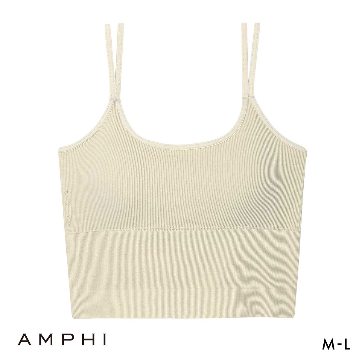 アンフィ ブラトップ カップ付きインナー クロップド丈 リブ キャミソール バックデザイン ノンワイヤー AMPHI(IV-アイボリー-M)