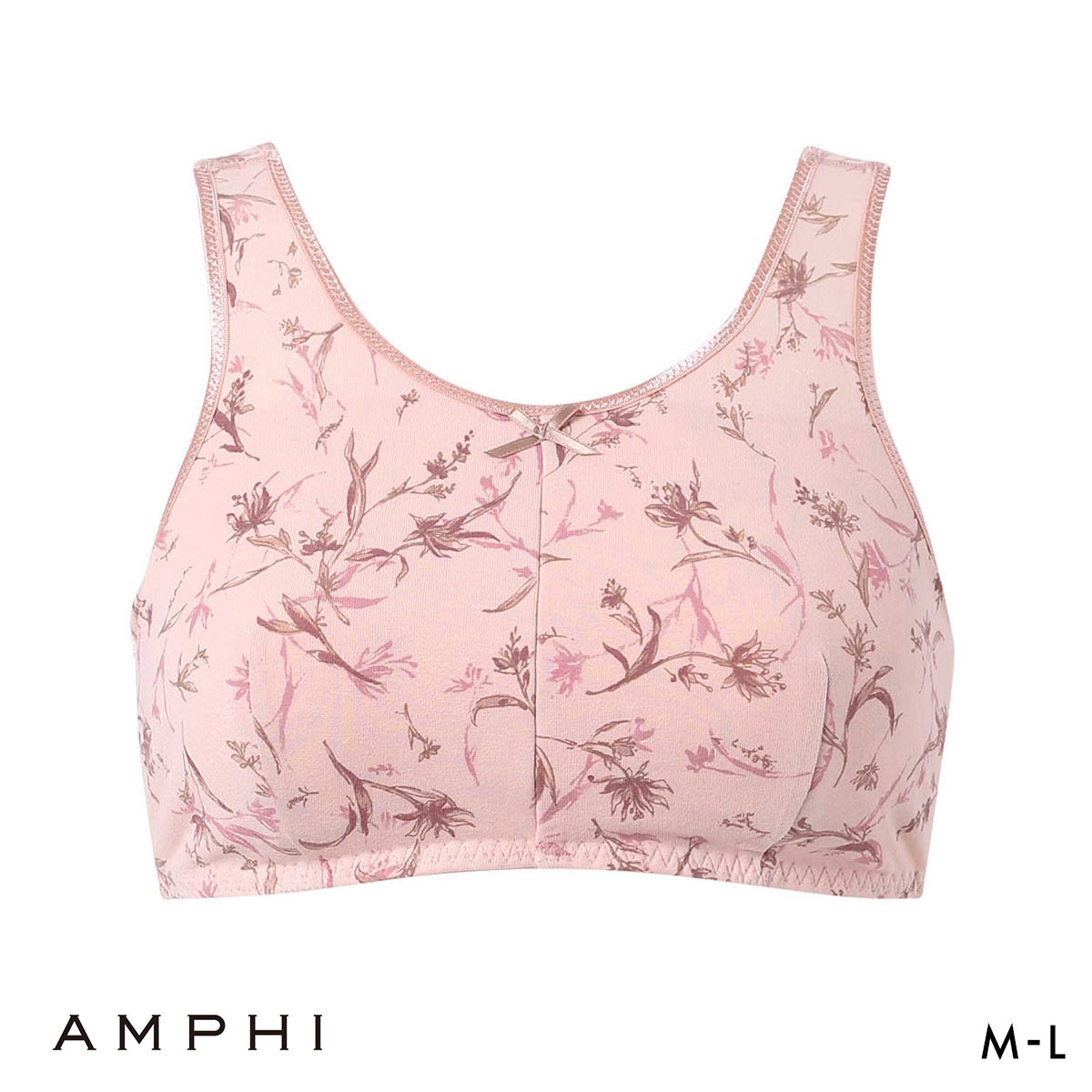 アンフィ ナイトアップブラ ノンワイヤー ブラジャー ナイトブラ ML 花柄 AMPHI Night Up Bra(PE-ピーチ-M)