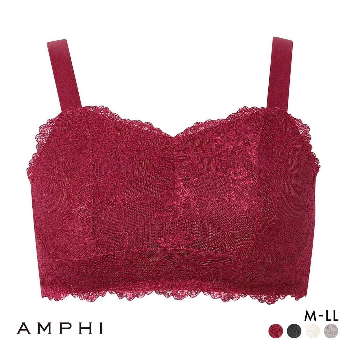 アンフィ ナイトアップブラ レーシィ ノンワイヤー ブラジャー ナイトブラ AMPHI Night Up Bra Lacy(RE-レッド-M(UB-))