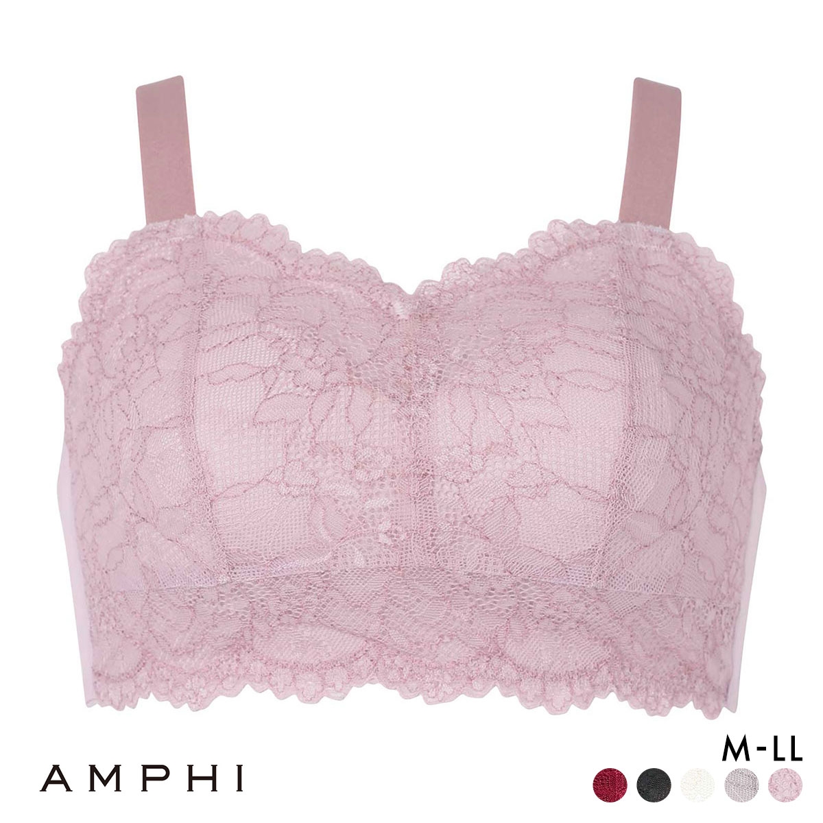アンフィ ナイトアップブラ レーシィ ノンワイヤー ブラジャー ナイトブラ AMPHI Night Up Bra Lacy(RP-ロマンピンク-M(UB-))