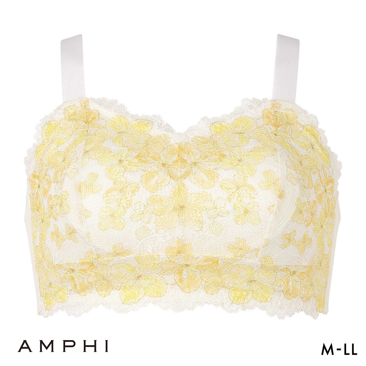 アンフィ ナイトアップブラ レーシィ ノンワイヤー ブラジャー ナイトブラ AMPHI Night Up Bra Lacy(YE-イエロー-M(UB-))