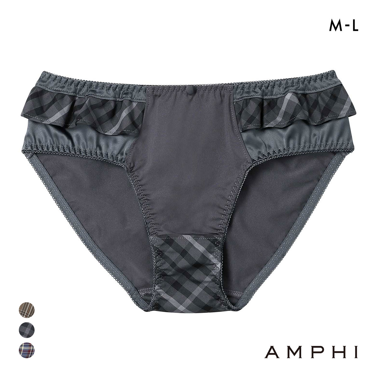 アンフィ ペアショーツ ノーマル ML BLH309シリーズ チェック柄 AMPHI(GY-グレー-M)