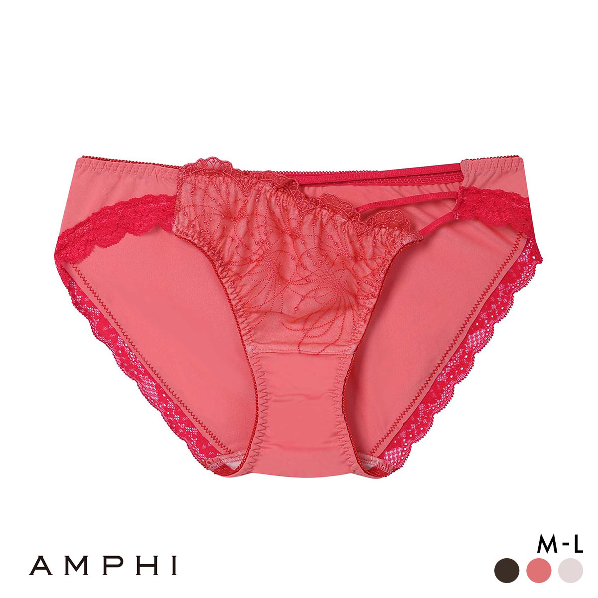 アンフィ 寄せる機能のブラ ペアショーツ ノーマル ML BLH313シリーズ PLH113 AMPHI(RE-レッド-M)